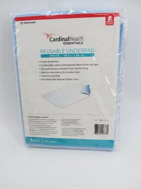 Share Cardinal Health ZRUP3436R Reusable Underpad Bed Pad in White, 34" x 36"